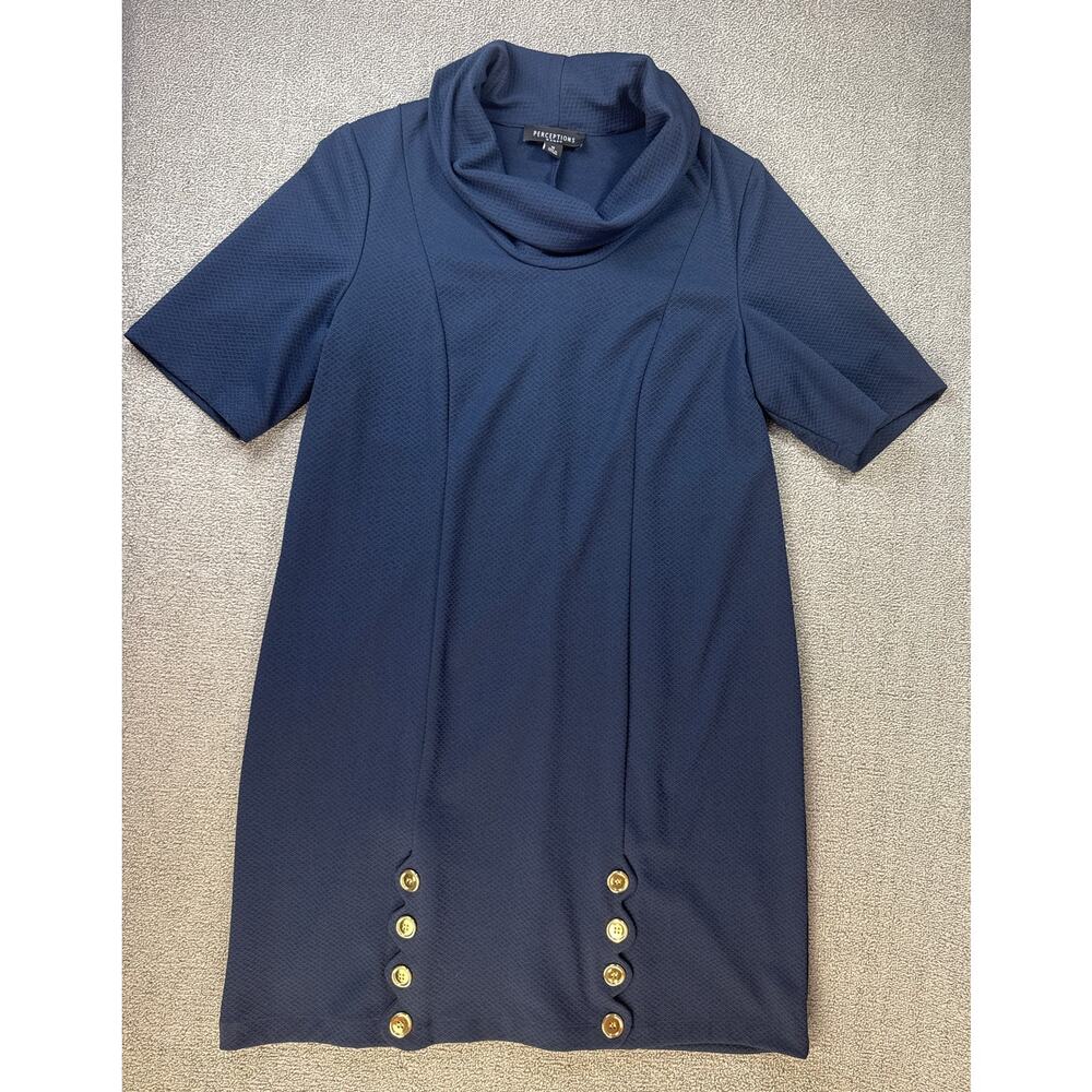 Perceptions Dress Cowl Neck Textured Nautical Size 1X